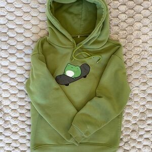 KEEVICI Women's Cute Sweatshirts Skateboarding Frog Long Sleeve Hoodie,